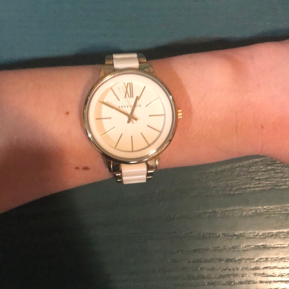 White & gold watch